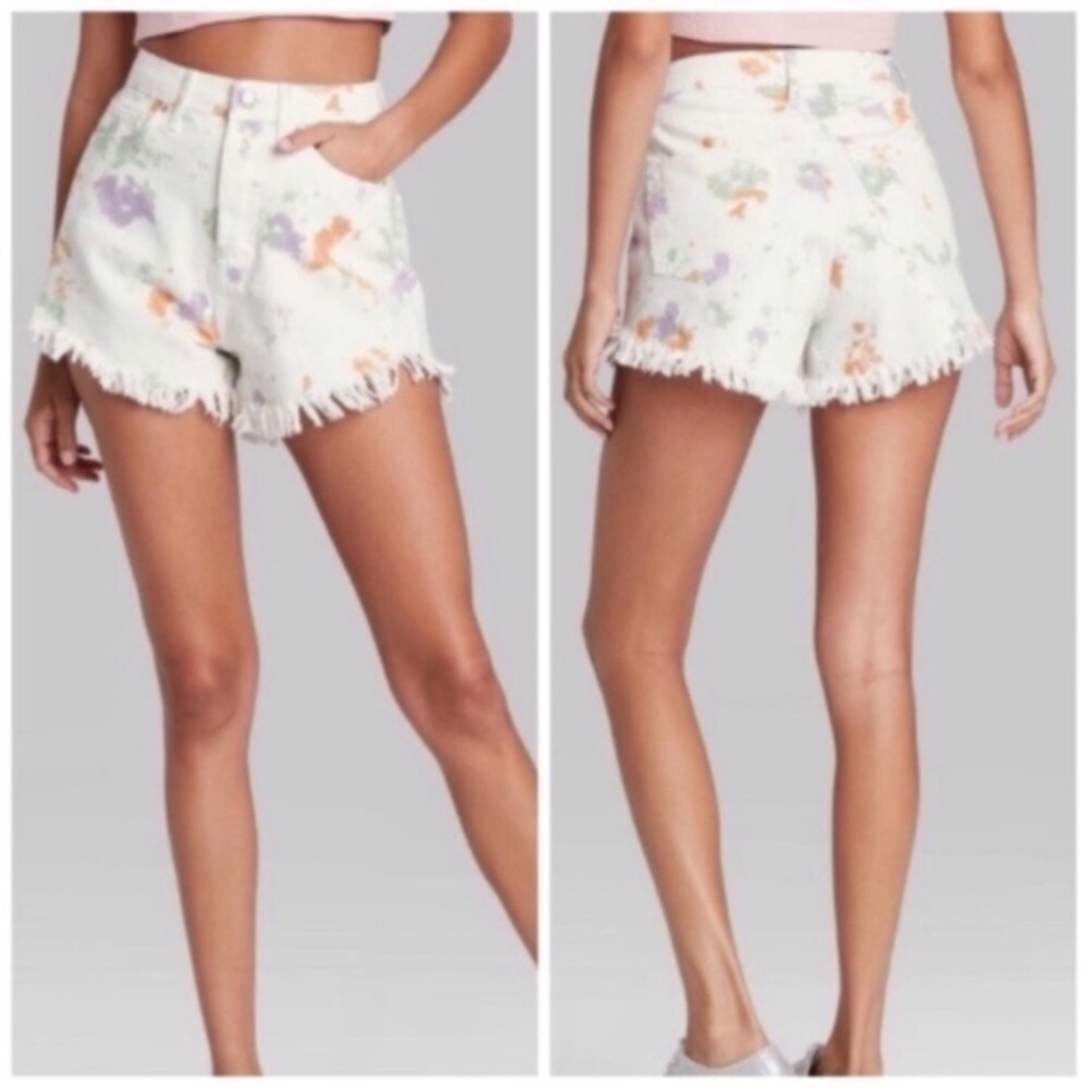 Wild Fable Highest Rise Button Front White Shorts